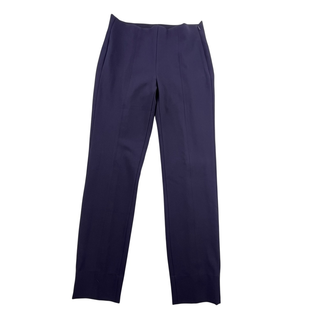 Quince Navy Blue Ultra-Stretch Ponte Straight Leg Pintuck Pants Womens Size M